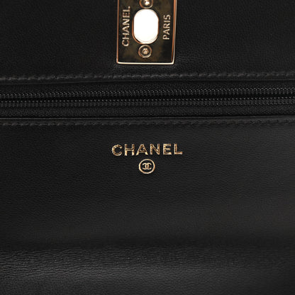 Chanel Lambskin Chevron Quilted Trendy CC Wallet On Chain WOC Black 6 of 12