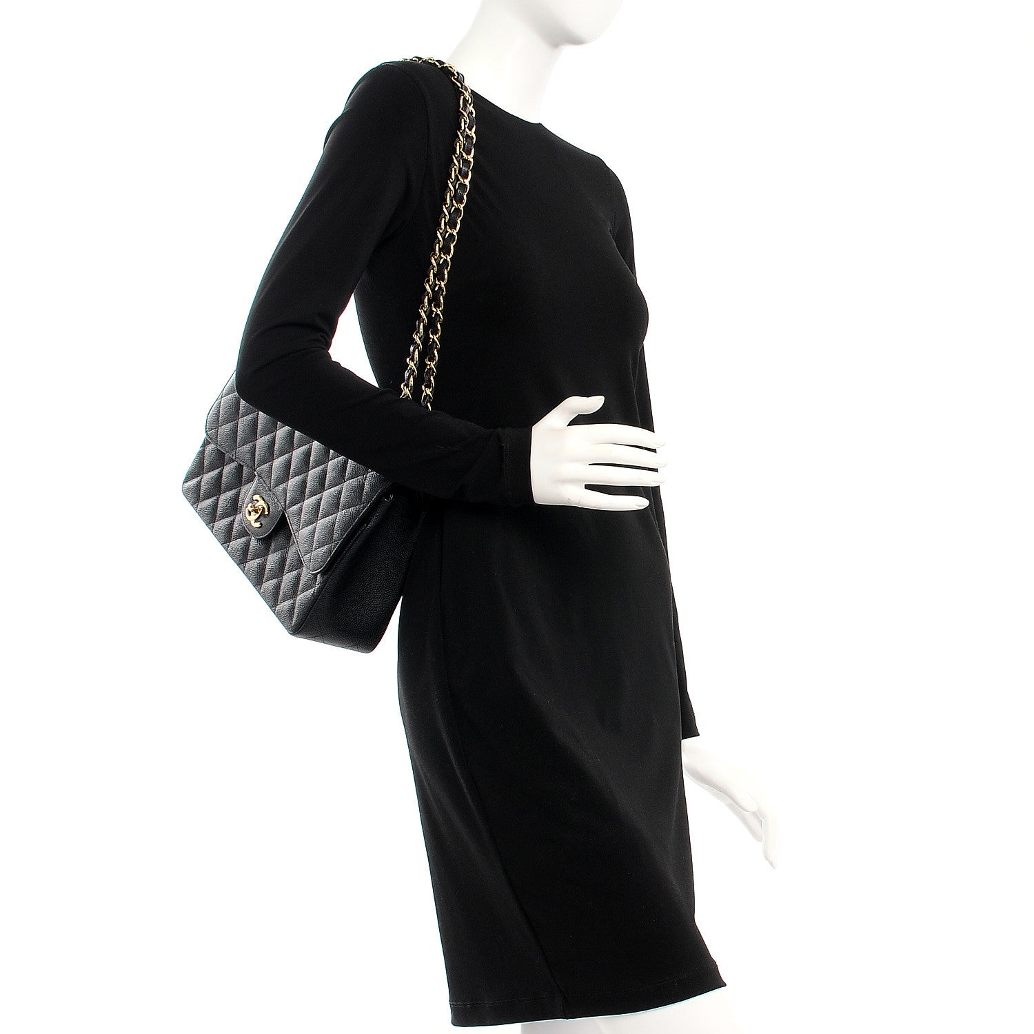 Chanel Caviar Quilted Jumbo Double Flap Black 2 of 8