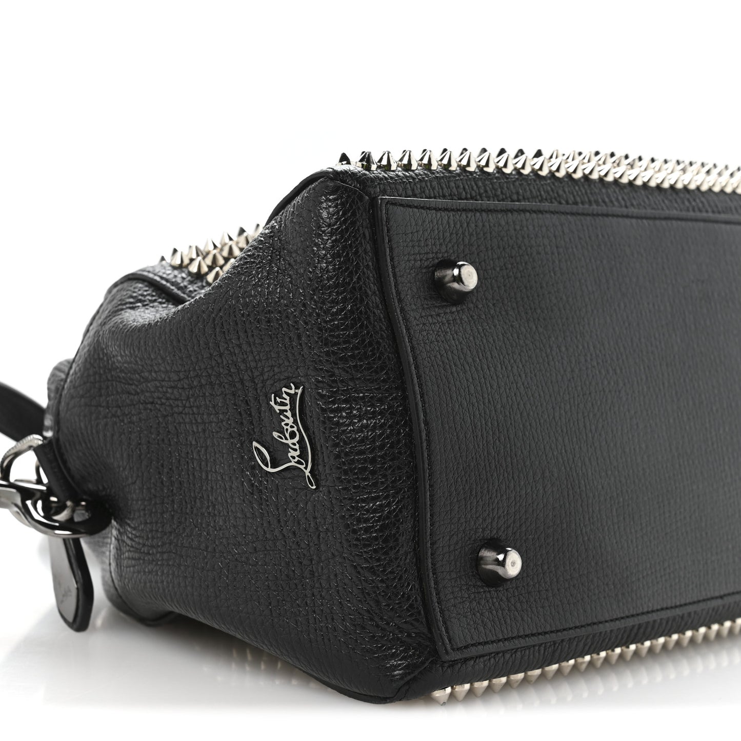Grained Calfskin Studded Panettone Bowling Bag Black