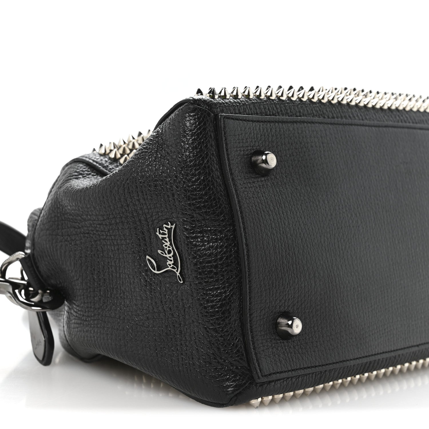 Christian Louboutin Grained Calfskin Studded Panettone Bowling Bag Black 9 of 10