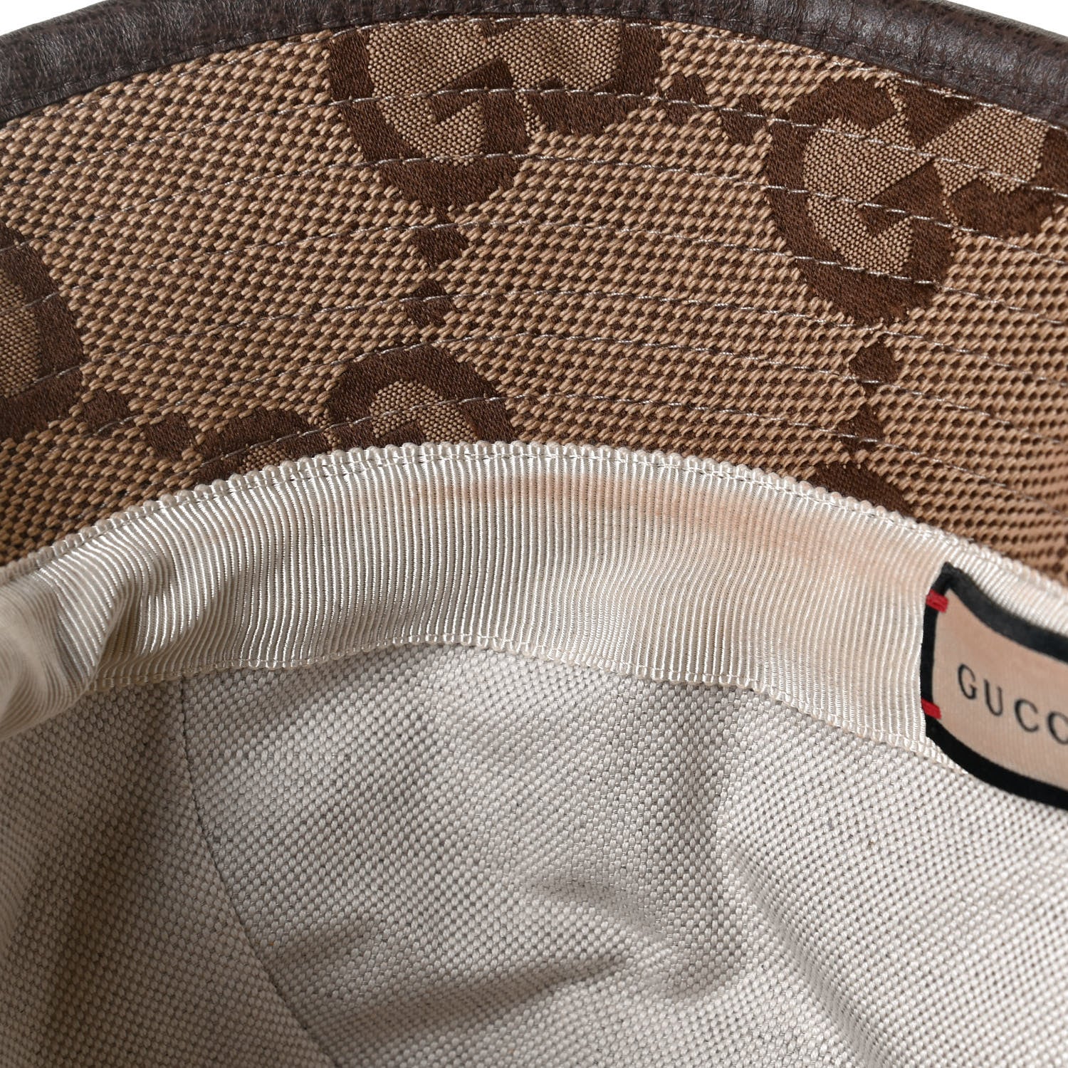 Gucci Monogram Jumbo GG Bucket Hat L Camel Ebony New Acero 11 of 11