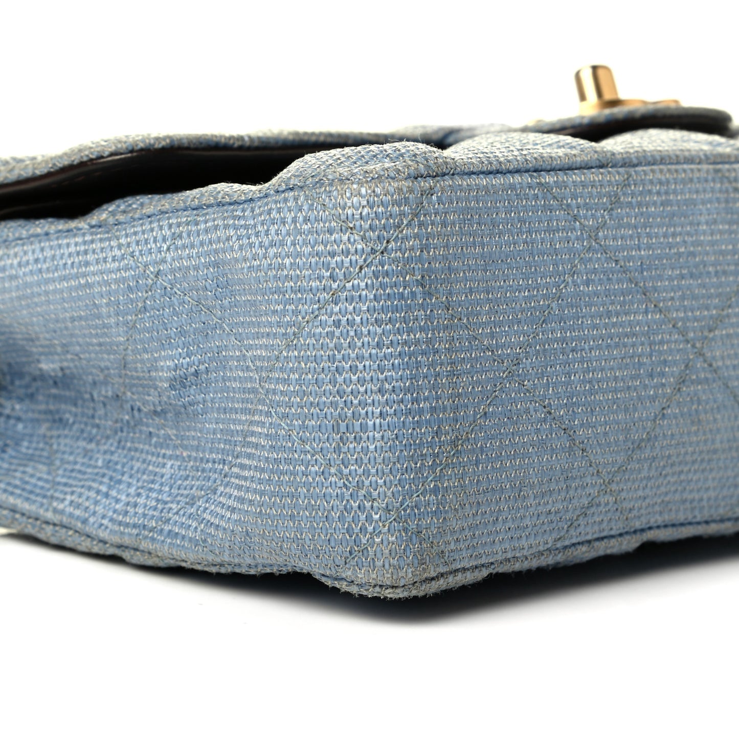 Tweed Quilted Small Double Flap Blue