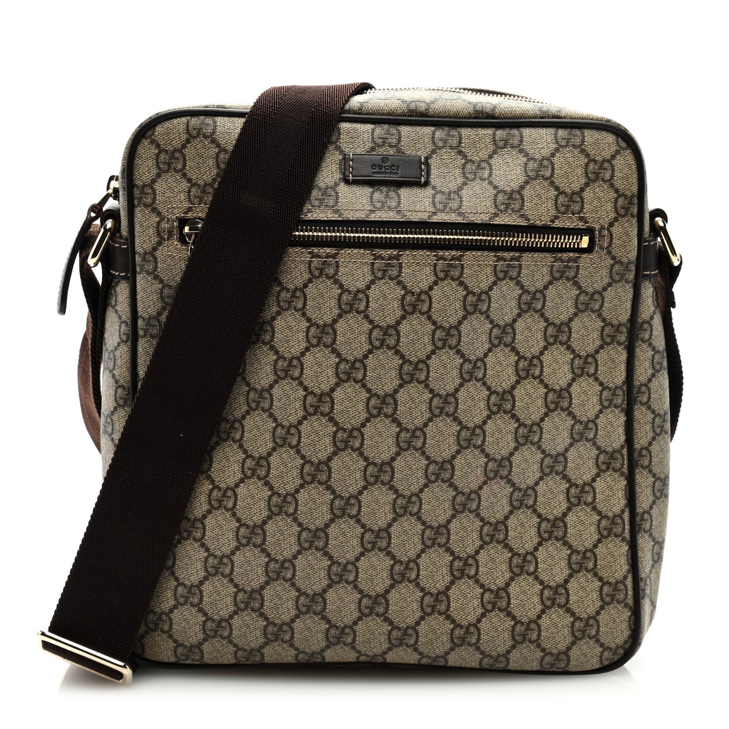 GG Plus Monogram Selleria Calfskin Medium Messenger Bag Beige Ebony Cocoa Dark Chocolate