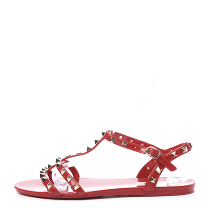 Valentino Garavani PVC Jelly Rockstud Caged Sandals 40 Rosso Valentino 1 of 10