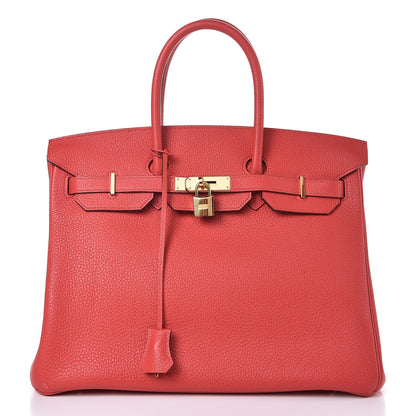 Hermes Taurillon Clemence Birkin 35 Rouge Pivoine 1 of 37
