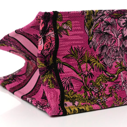 Christian Dior Canvas Embroidered Medium Toile de Jouy Voyage Book Tote Fuchsia Multicolor 9 of 14