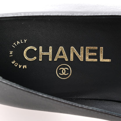 Chanel Shiny Lambskin Grosgrain Pearl Mary Jane Flats 39 Black 8 of 12
