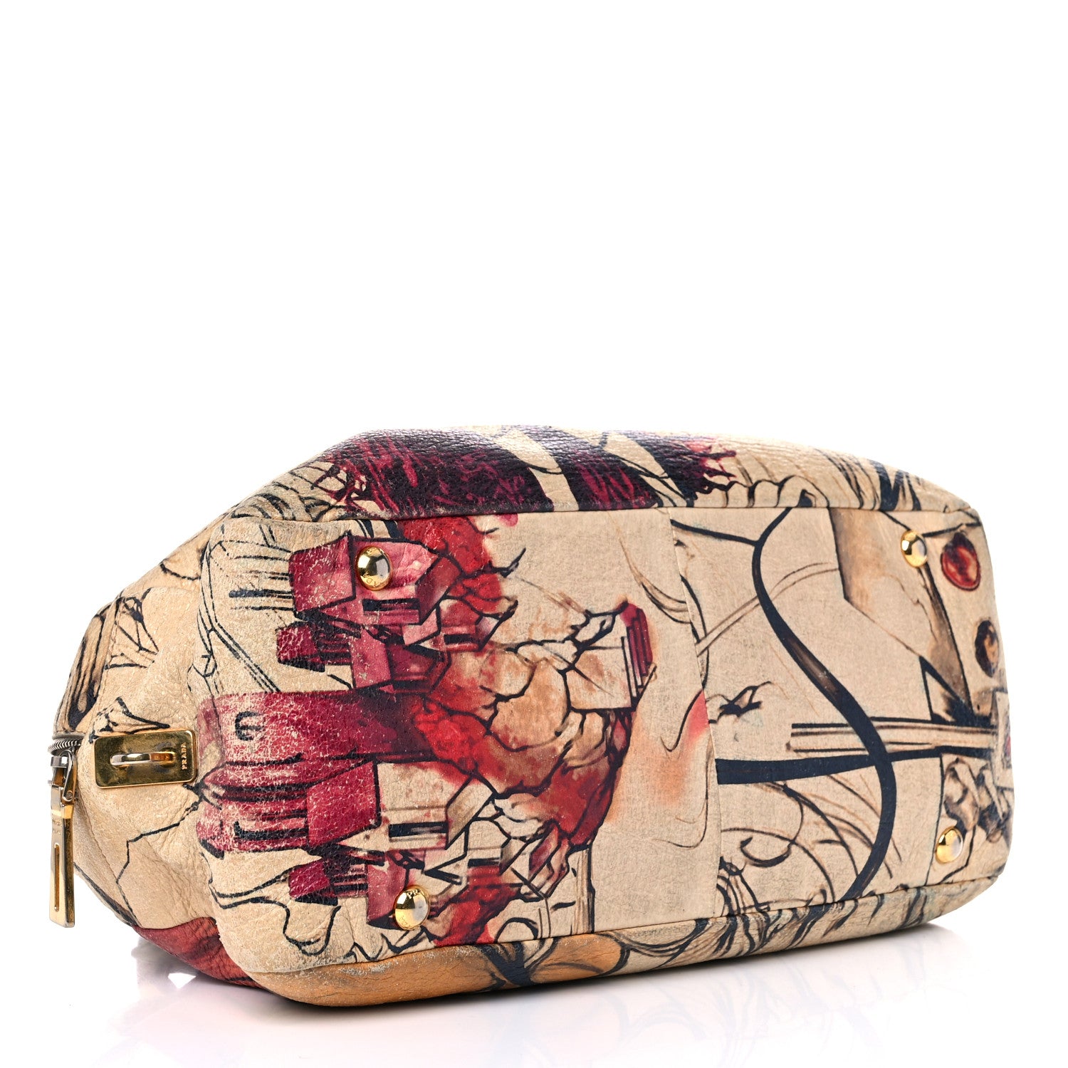 Prada X JAMES JEAN Cervo Lux Fairy Print Top Handle Satchel Prugna 3 of 27