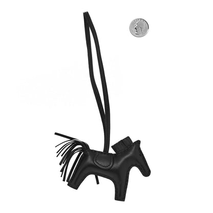Hermes Milo Lambskin Grigri Rodeo Horse Bag Charm PM So Black 2 of 3