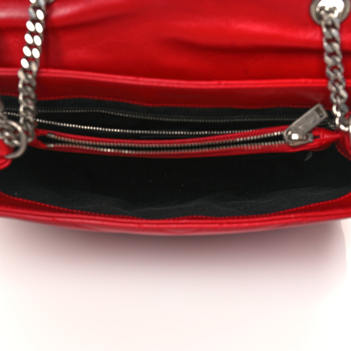 Calfskin Y Quilted Monogram Medium Loulou Chain Satchel Lipstick Red
