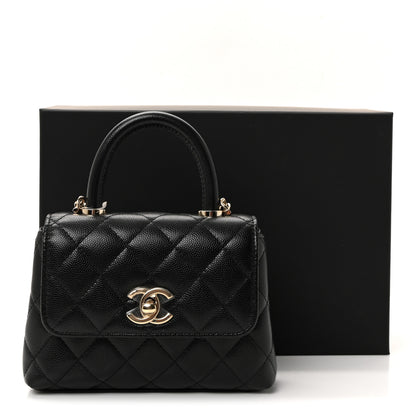 Chanel Caviar Quilted Coco Handle Clutch With Chain Black 10 of 10