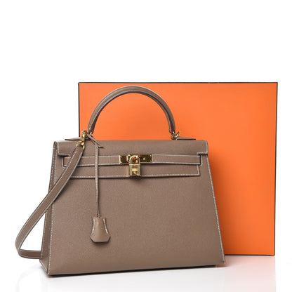 Hermes Epsom Kelly Sellier 32 Etoupe 34 of 34