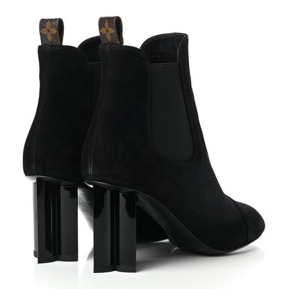 Louis Vuitton Suede Monogram Uniformes Cap Toe Chelsea 80mm Ankle Boots 36.5 Black 4 of 7