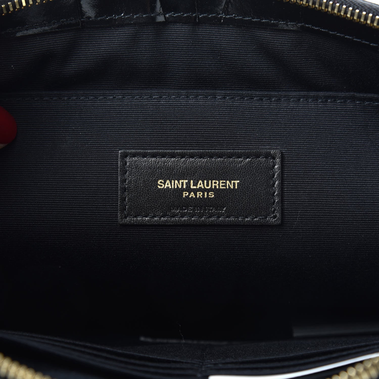 Saint Laurent Calfskin Crocodile Embossed Tablet Pouch Black 6 of 6