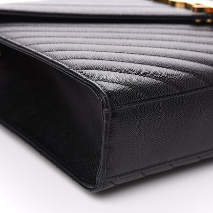 Saint Laurent Grain De Poudre Matelasse Chevron Large Monogram Satchel Black 7 of 9