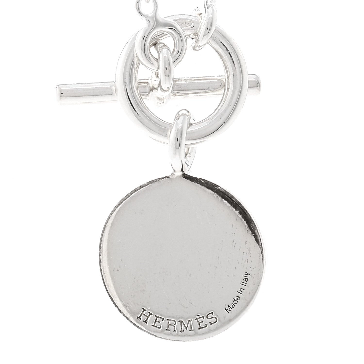 Hermes Sterling Silver Amulettes H Confettis Pendant Necklace 4 of 5