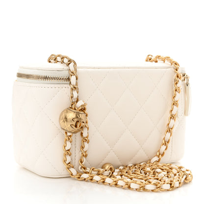 Chanel Lambskin Quilted Pearl Crush Small Vanity Case With Chain White 3 of 12