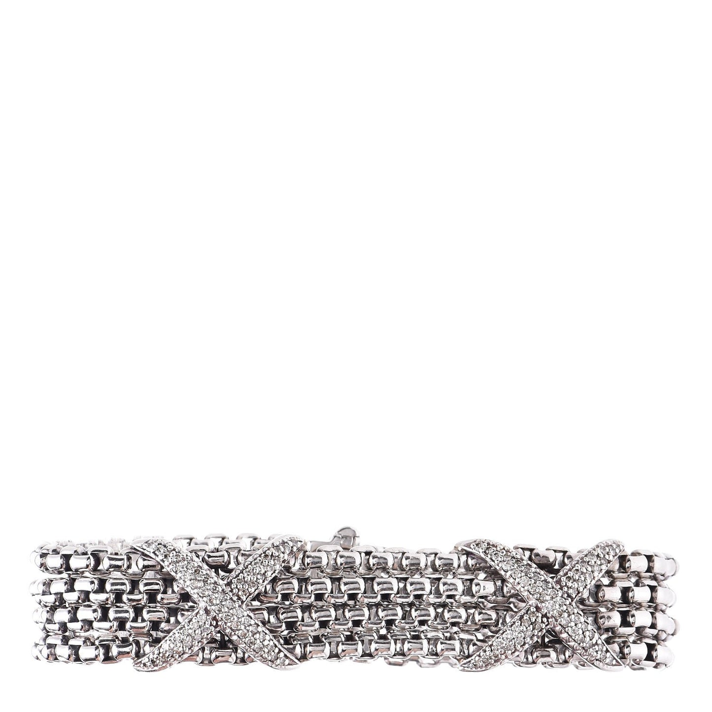 Sterling Silver Diamond Double X Four Strand Bracelet