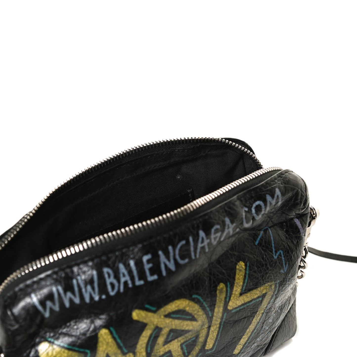 Agneau Classic Silver Hardware Graffiti Reporter XS Black