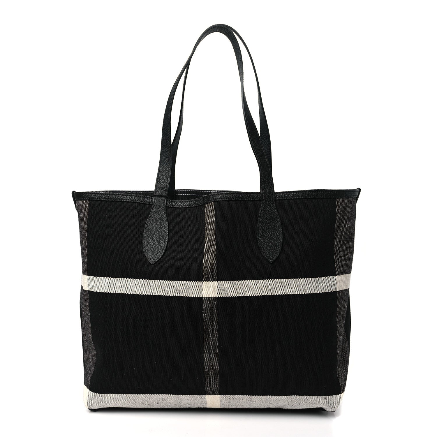 Burberry Coated Canvas Mega Check Medium Doodle Tote Black White 3 of 15