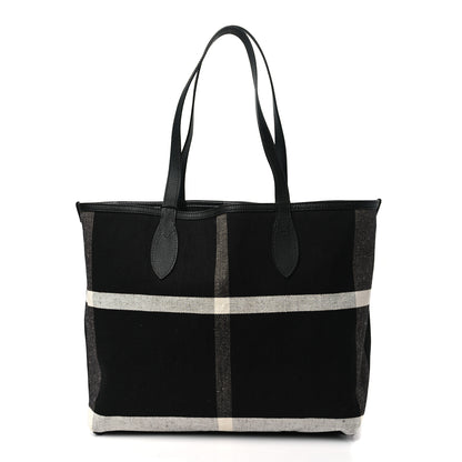 Burberry Coated Canvas Mega Check Medium Doodle Tote Black White 3 of 15