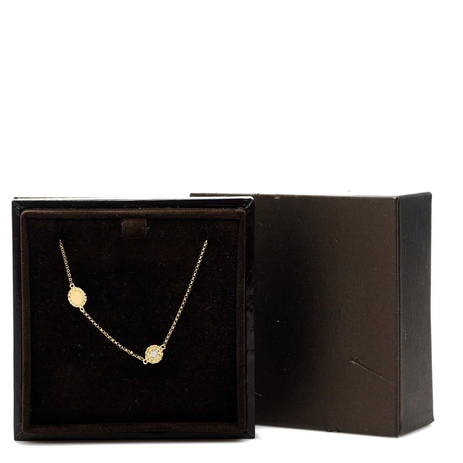 Roberto Coin 18K Yellow Gold Diamond New Barocco Station Necklace 7 of 7