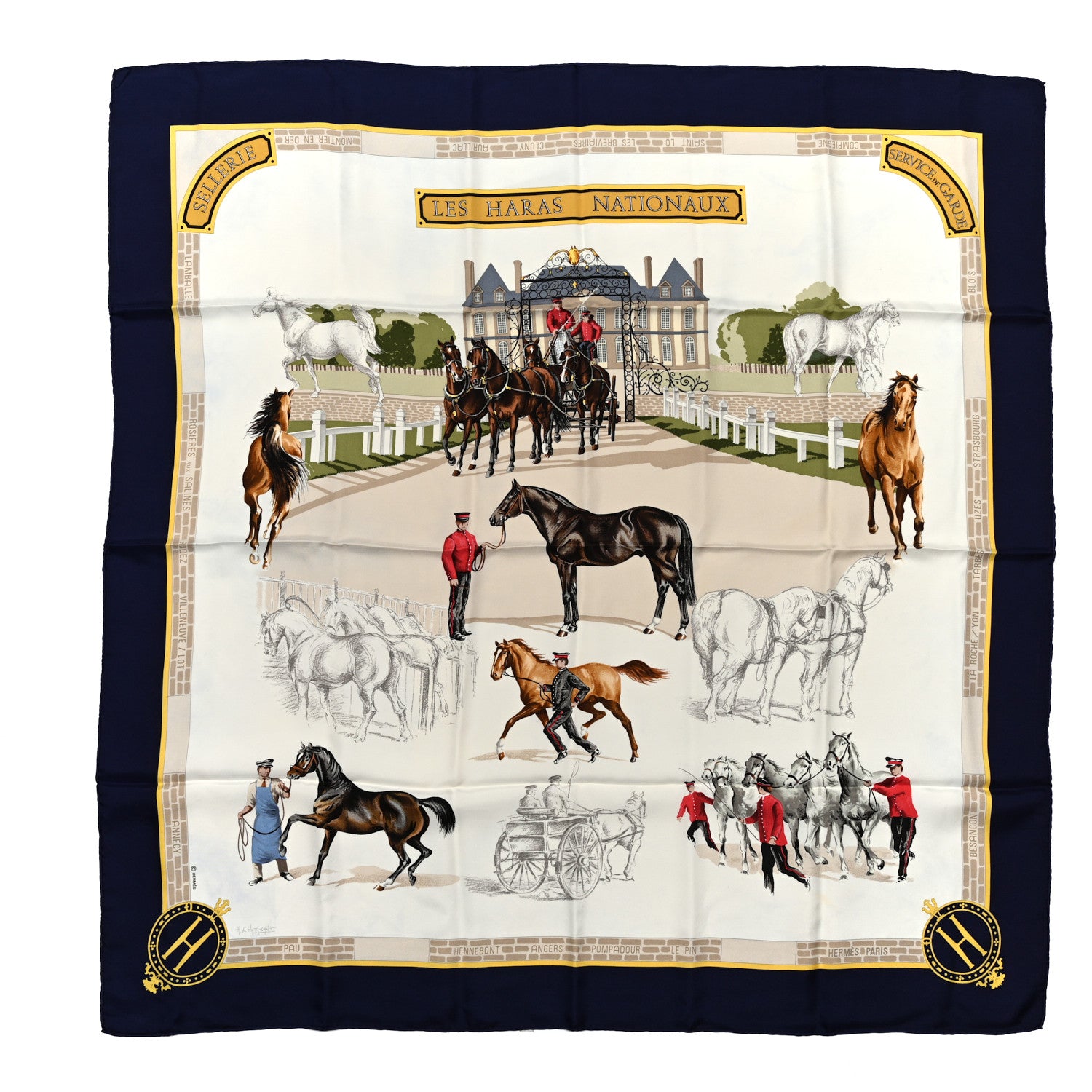 Hermes Silk Les Haras Nationaux Scarf 90 1 of 6
