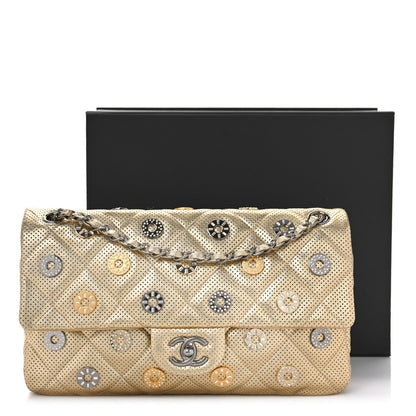 Chanel Perforated Metallic Lambskin Jumbo CC Medals Flap Gold 10 of 10