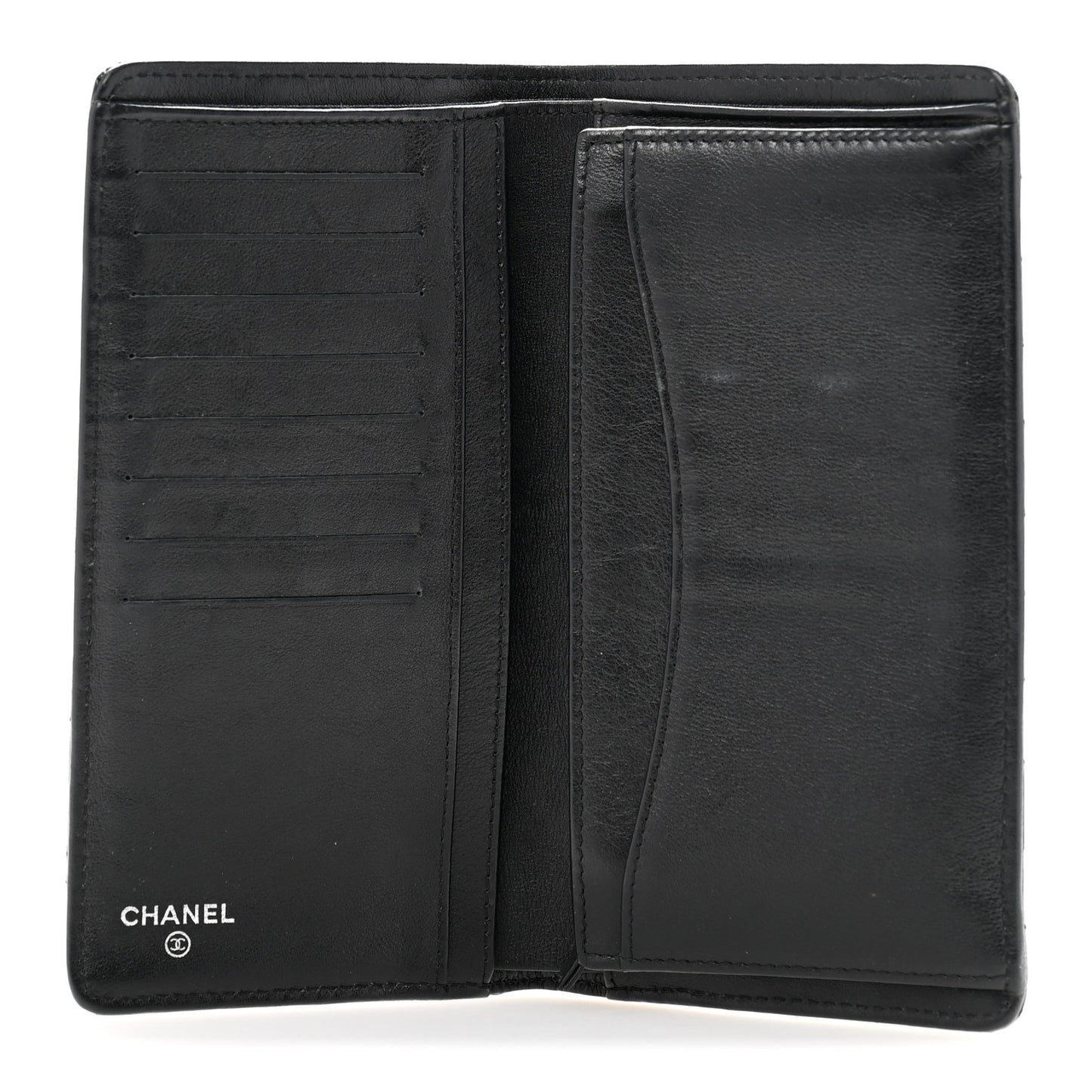Patent Calfskin Quilted Yen Wallet Black
