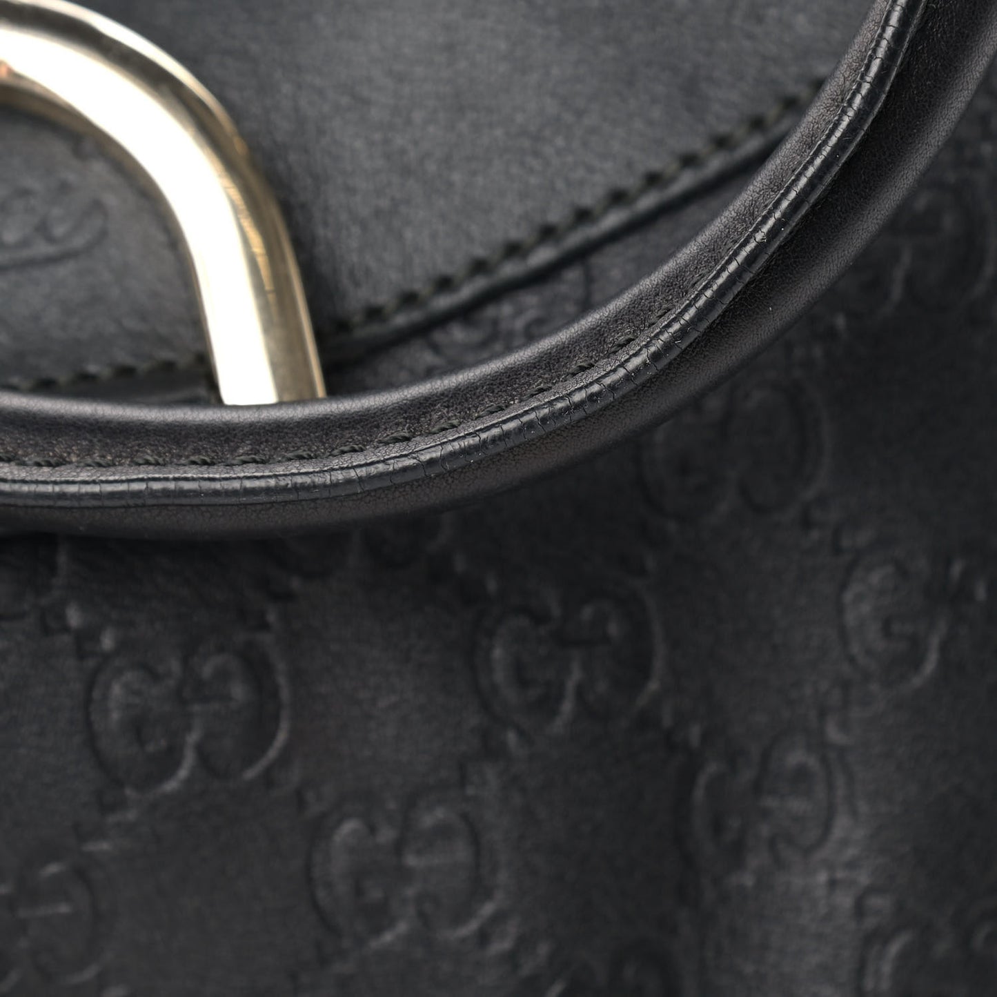 Guccissima Large D Gold Ring Hobo Black