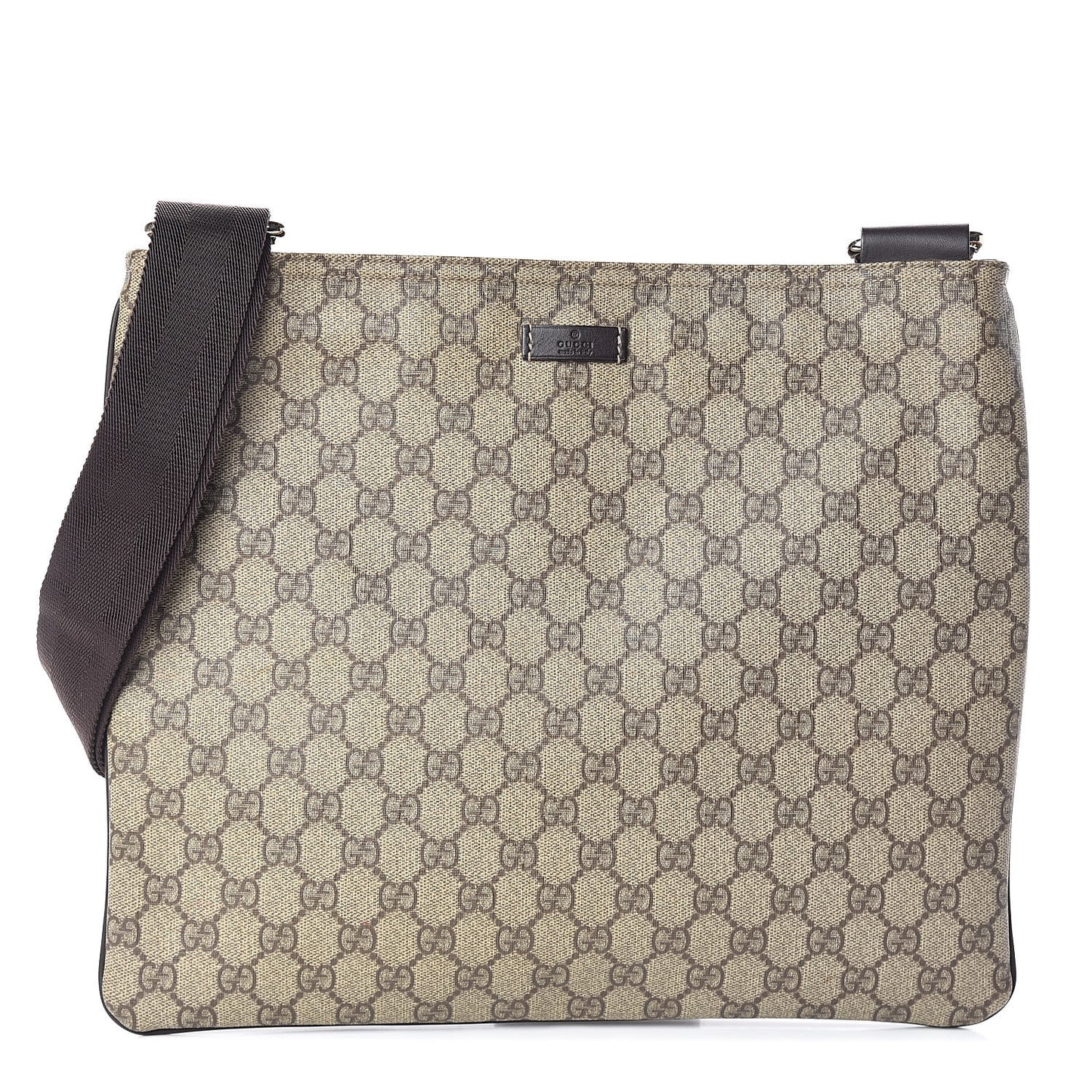 GG Supreme Monogram Medium Flat Messenger Bag Dark Brown