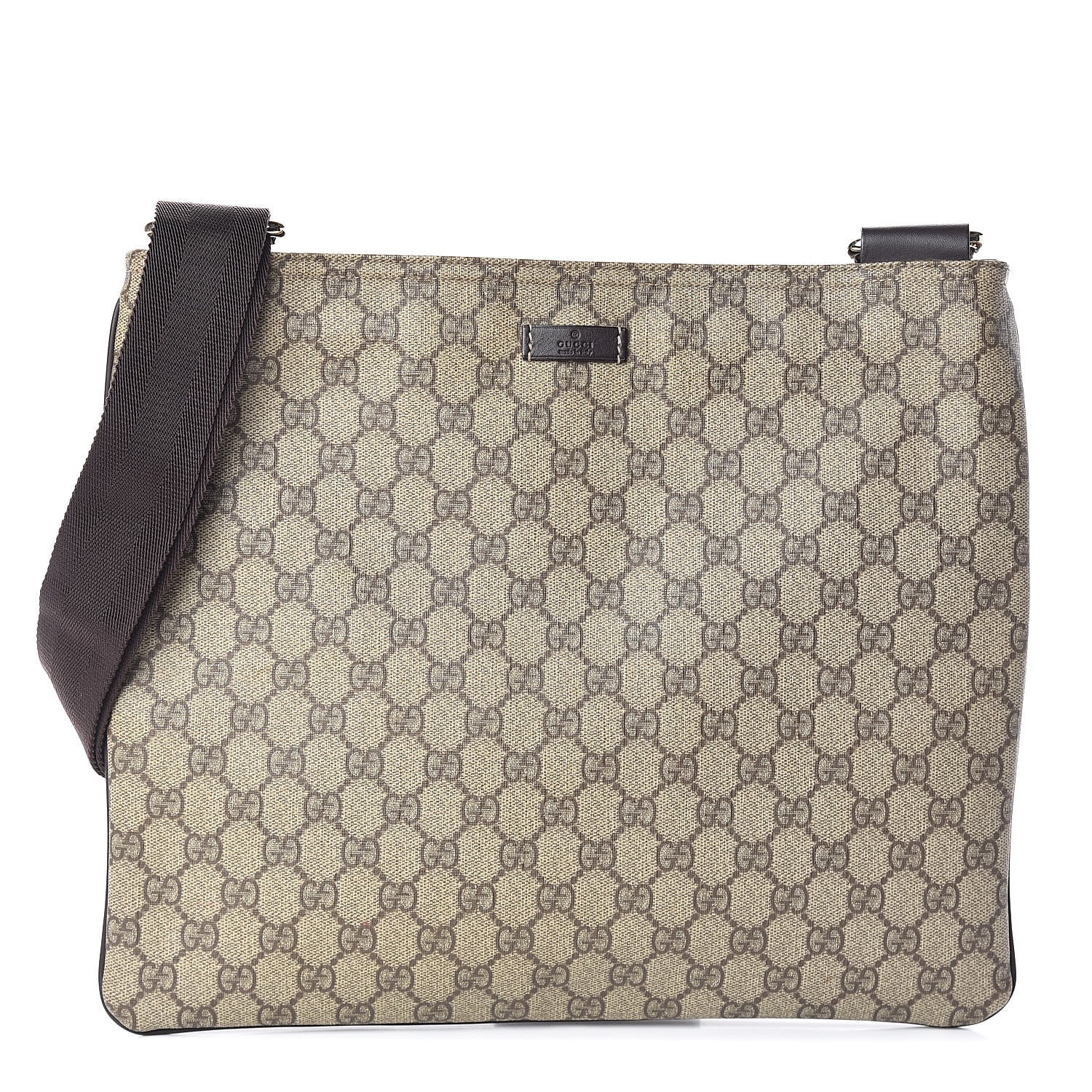 Gucci GG Supreme Monogram Medium Flat Messenger Bag Dark Brown 1 of 9