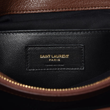 Saint Laurent Sheepskin Matelasse Chevron Monogram Large College Satchel Brandy Old 7 of 12