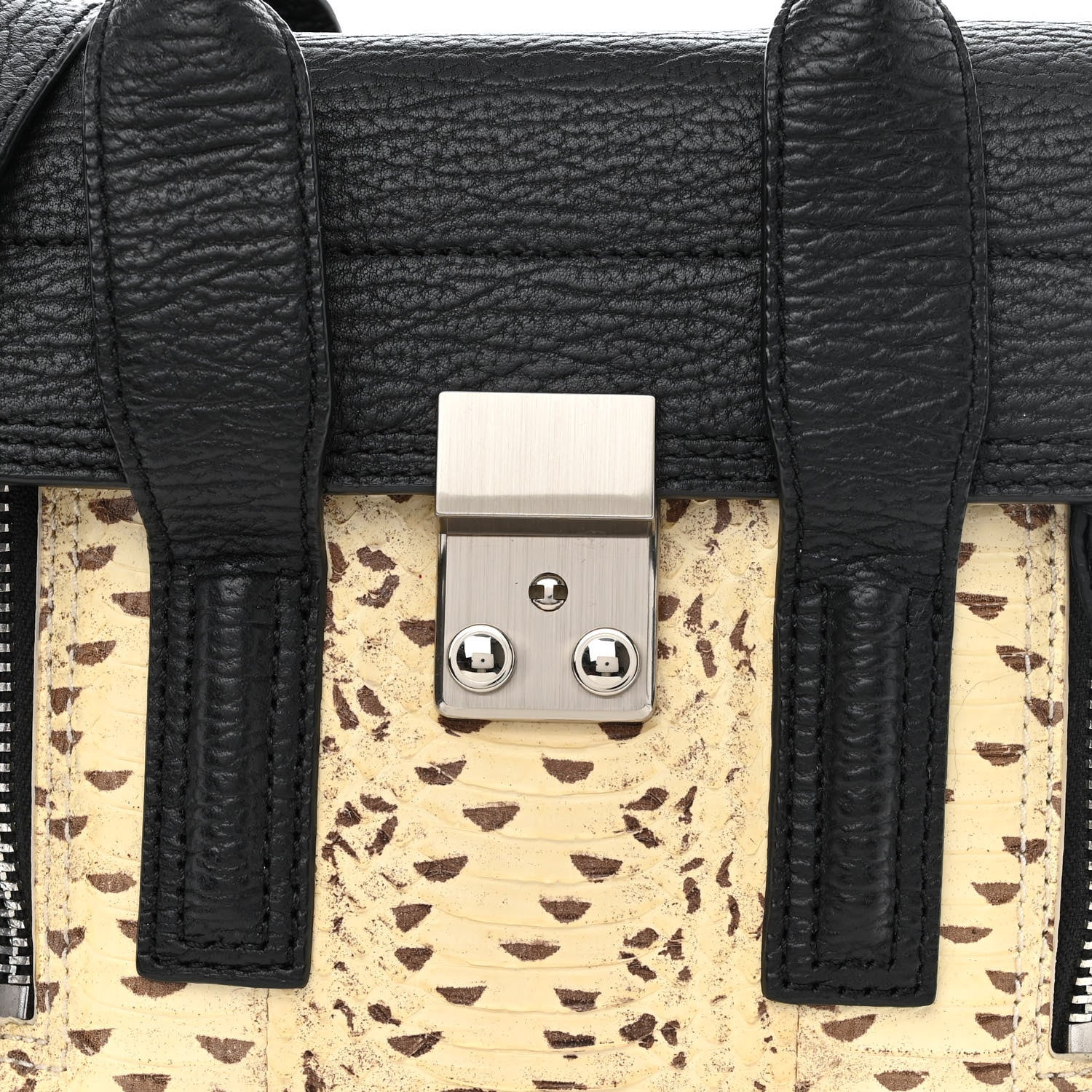 3.1 Phillip Lim Textured Calfskin Elaphe Snakeskin Mini Pashli Satchel Natural Black 8 of 10