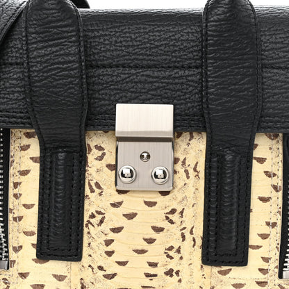 3.1 Phillip Lim Textured Calfskin Elaphe Snakeskin Mini Pashli Satchel Natural Black 8 of 10