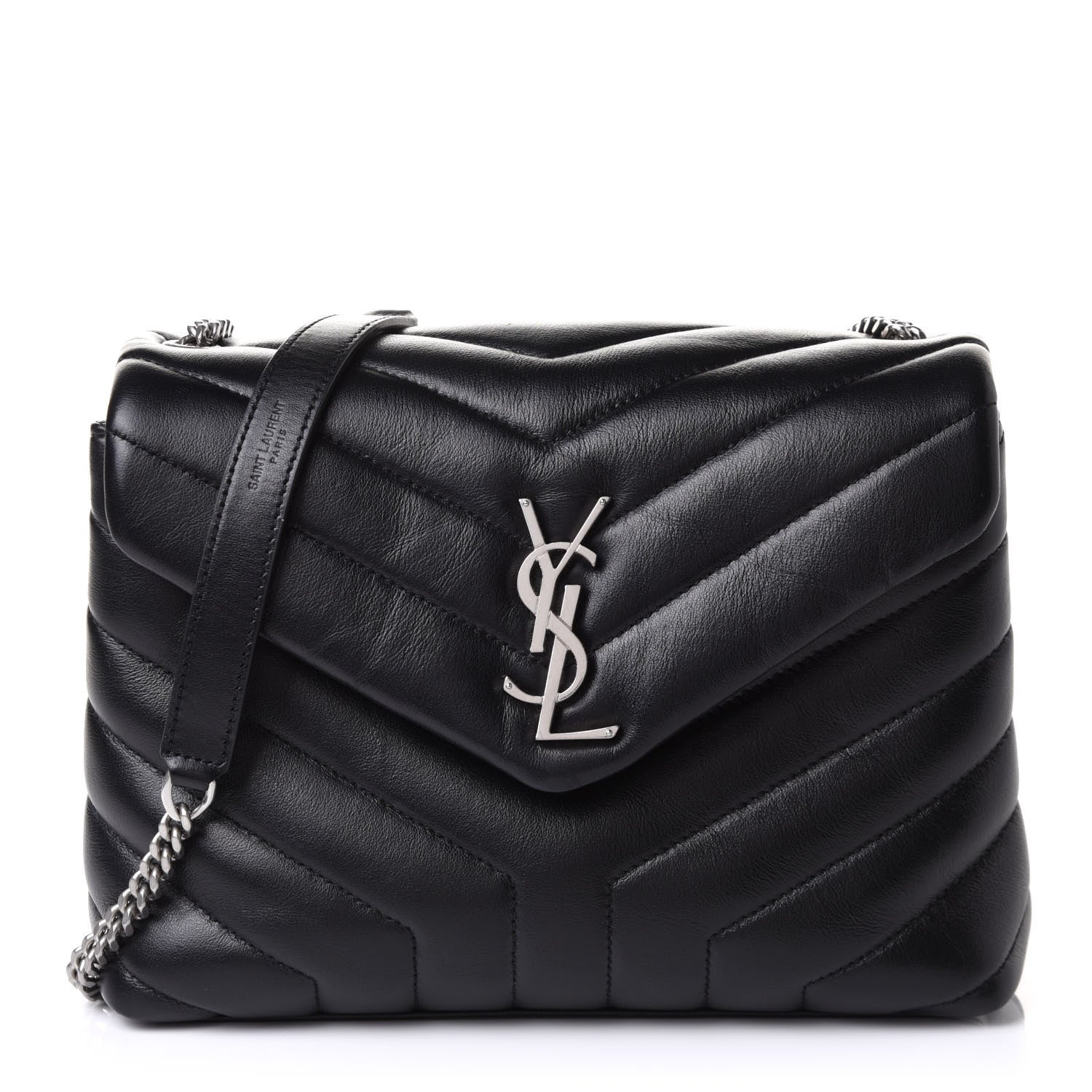 Saint Laurent Calfskin Y Quilted Monogram Small Loulou Chain Satchel Black 1 of 13