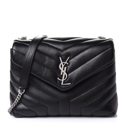 Saint Laurent Calfskin Y Quilted Monogram Small Loulou Chain Satchel Black 1 of 13