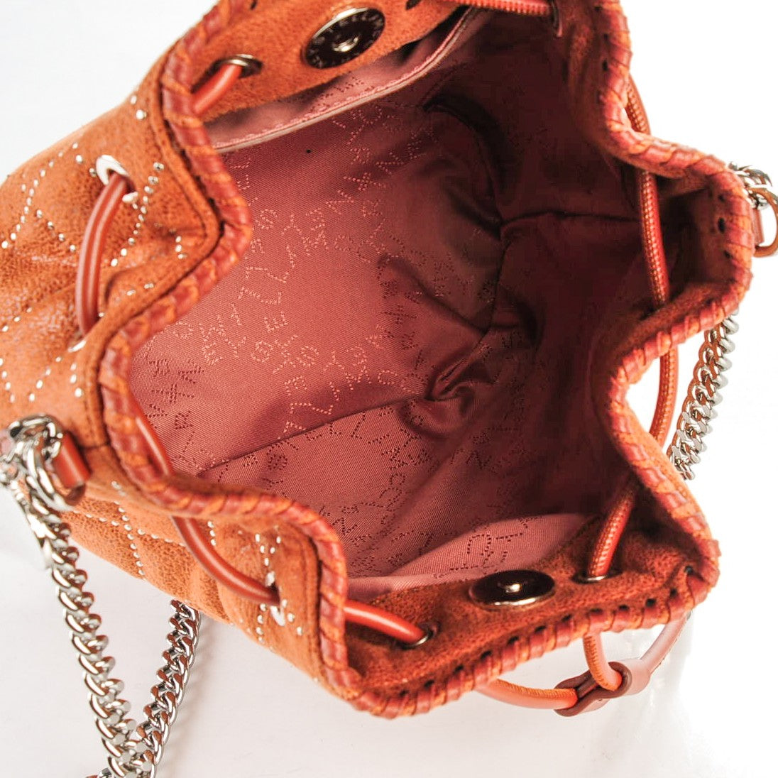 Shaggy Deer Small Falabella Quilted Studded Bucket Bag Brandy