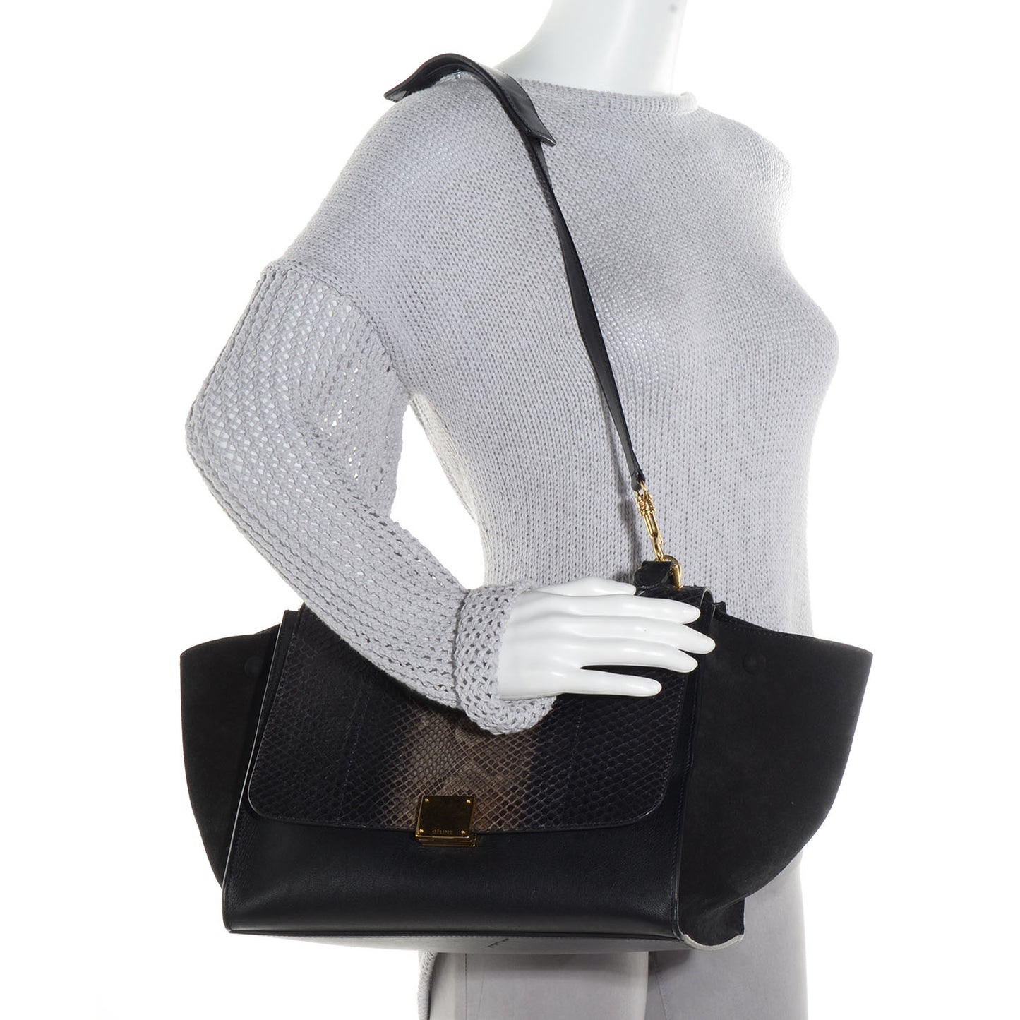 Python Suede Medium Trapeze Black