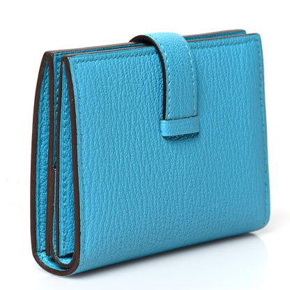 Hermes Chevre Mysore Mini Bearn Wallet Bleu Azteque 3 of 9