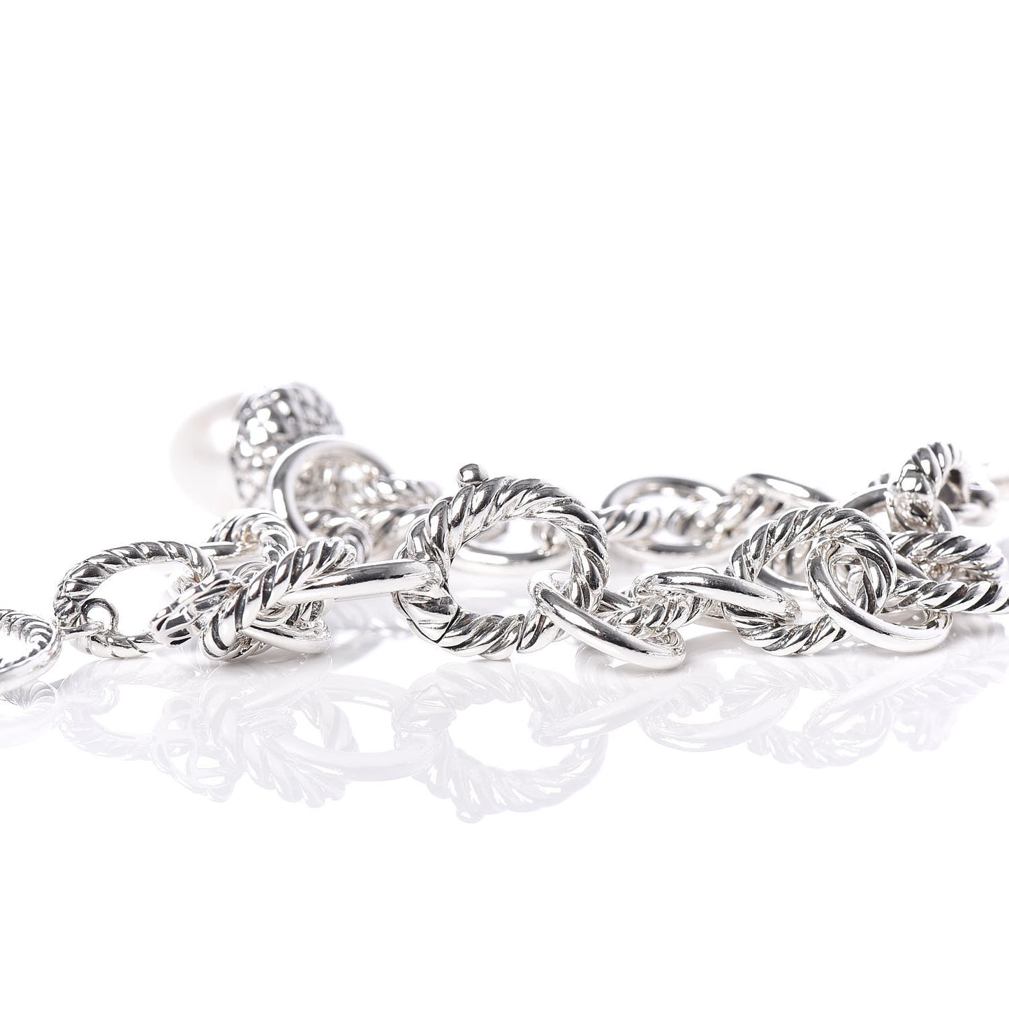 Sterling Silver Diamond Freshwater Pearl 9.5mm Oval Link Charm Bracelet