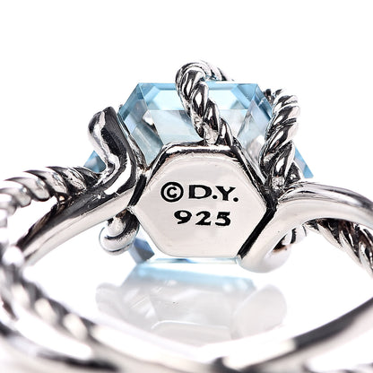 David Yurman Sterling Silver Diamond Blue Topaz 10mm Cable Wrap Ring 54 7 5 of 5
