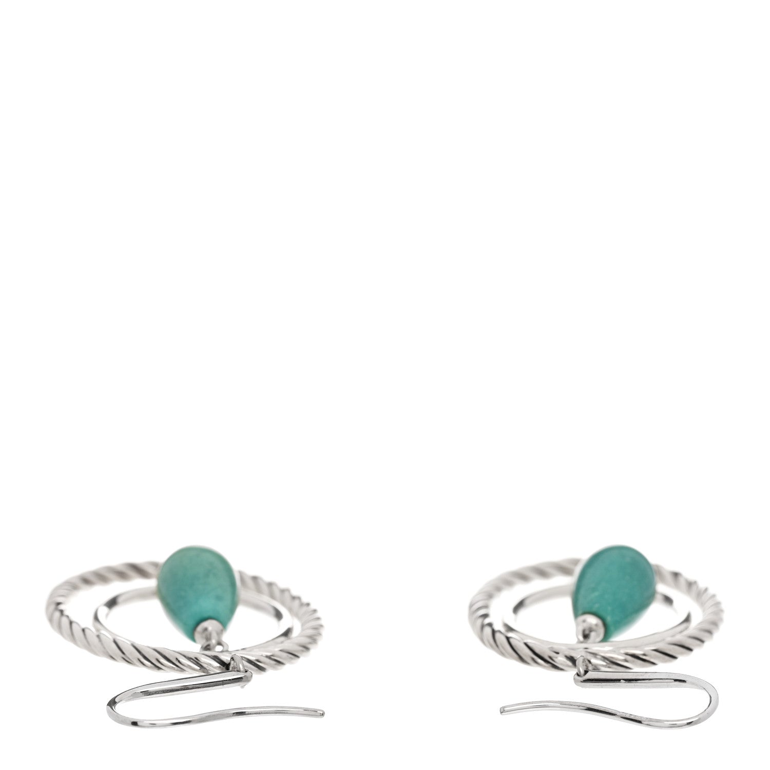 David Yurman Sterling Silver Turquoise Oval Drop Earrings 3 of 4
