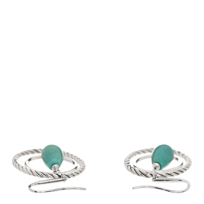 David Yurman Sterling Silver Turquoise Oval Drop Earrings 3 of 4