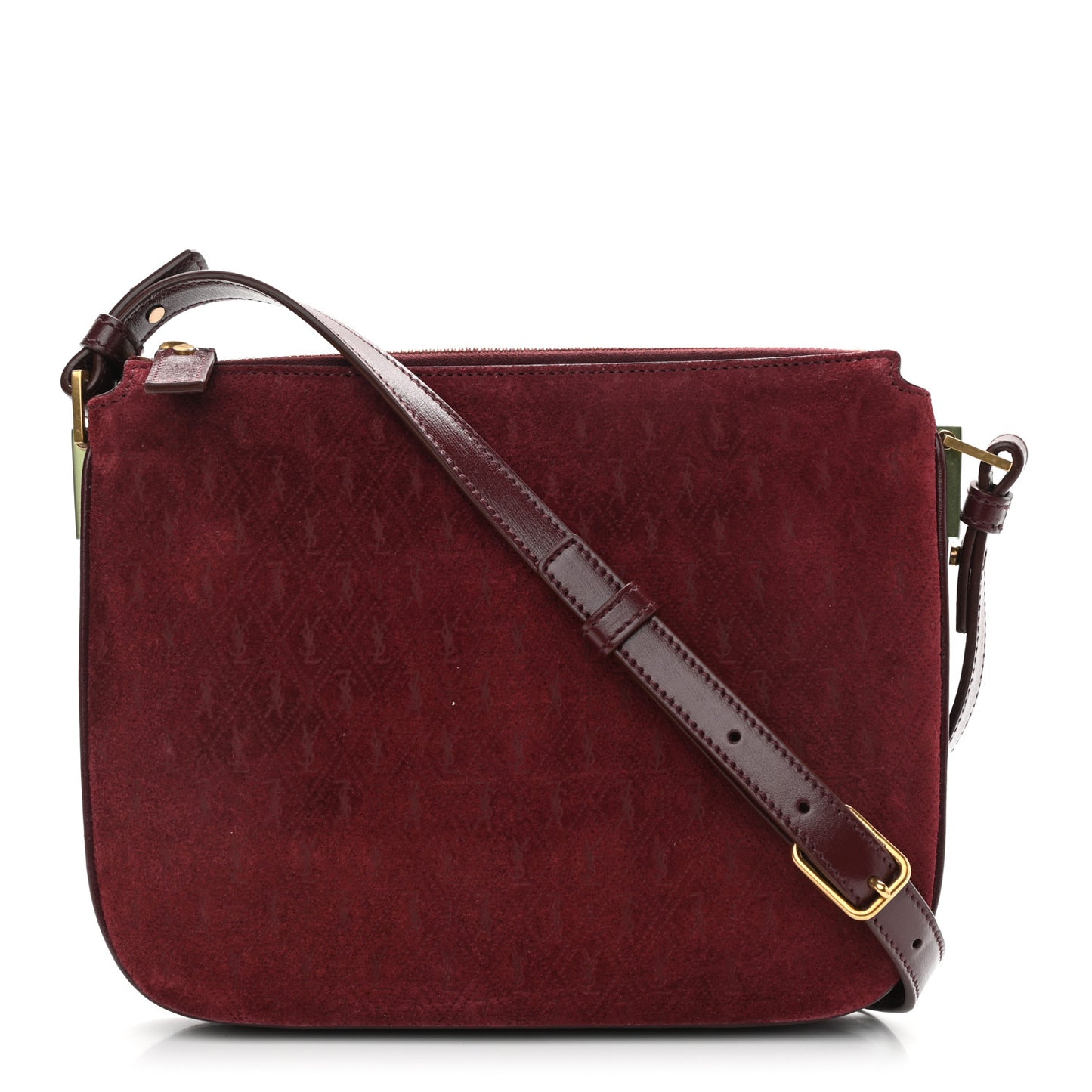 Suede All-Over Monogram Crossbody Burgundy