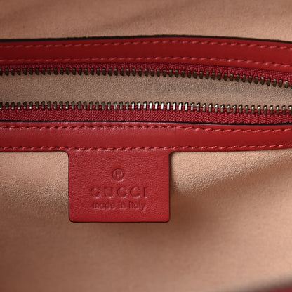 Gucci Calfskin Matelasse Sylvie Web Small GG Marmont Top Handle Shoulder Bag Hibiscus Red 6 of 13