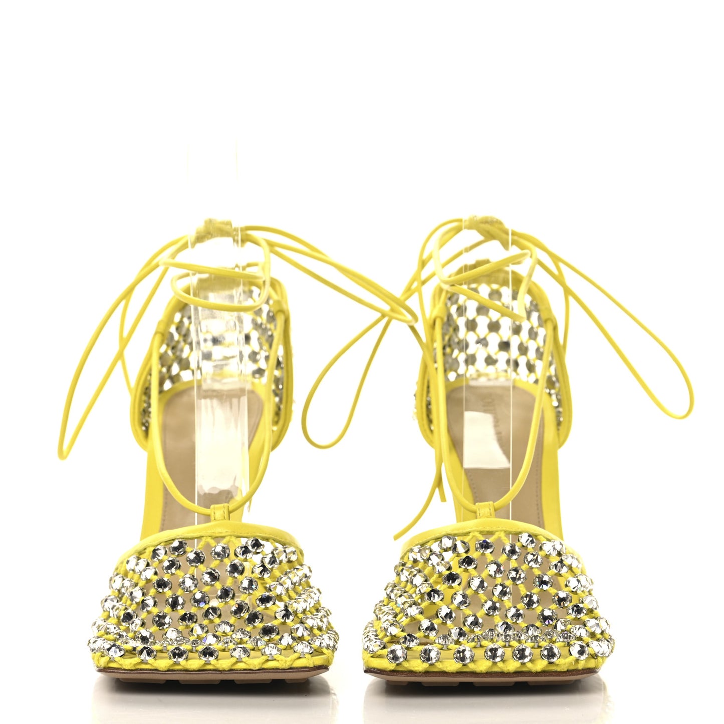 Mesh Nappa Crystal Embellished Sparkle Stretch Ankle Tie Sandals 36 36 Light House