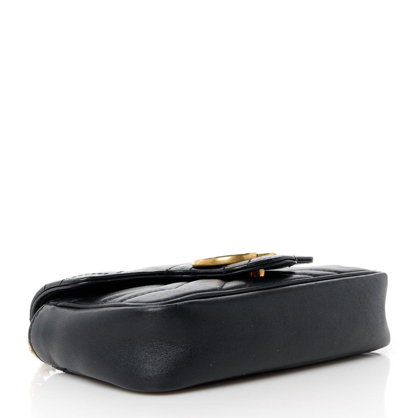 Calfskin Matelasse Super Mini GG Marmont Shoulder Bag Black