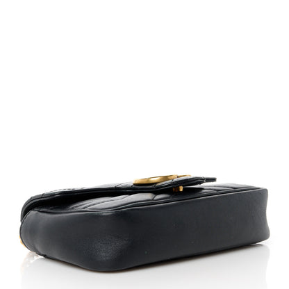 Gucci Calfskin Matelasse Super Mini GG Marmont Shoulder Bag Black 4 of 11