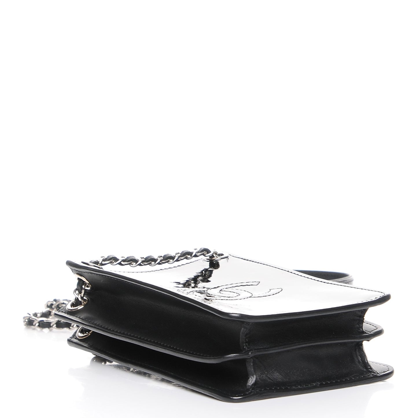Patent CC Phone Holder Crossbody Black
